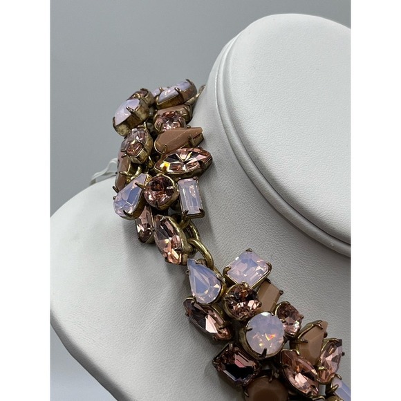 J. Crew Glacier Faceted Pink AB Opalescent Rhinestone Floral‎ Statement Necklace - Picture 15 of 16